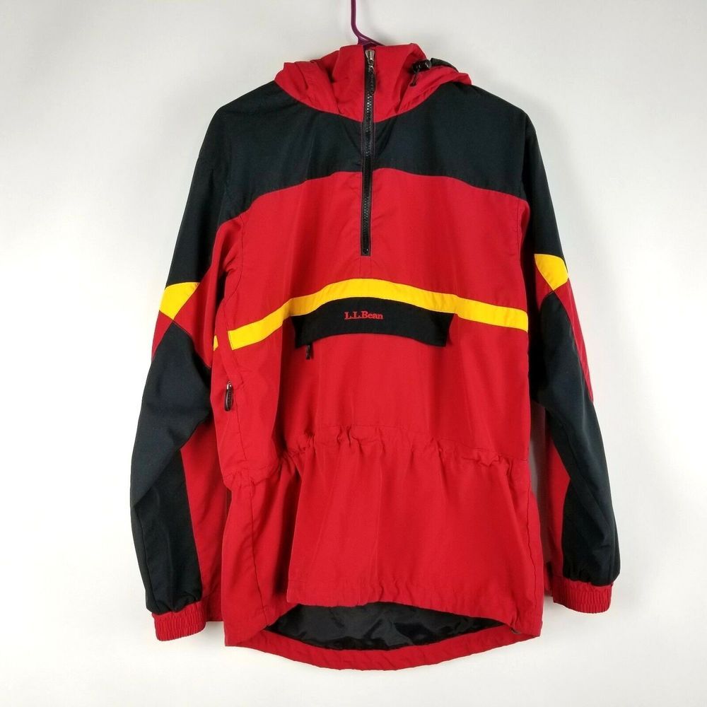 Vintage LL Bean Women's Size S Red Anorak 1/2 Zip Pullover Windbreaker Jacket